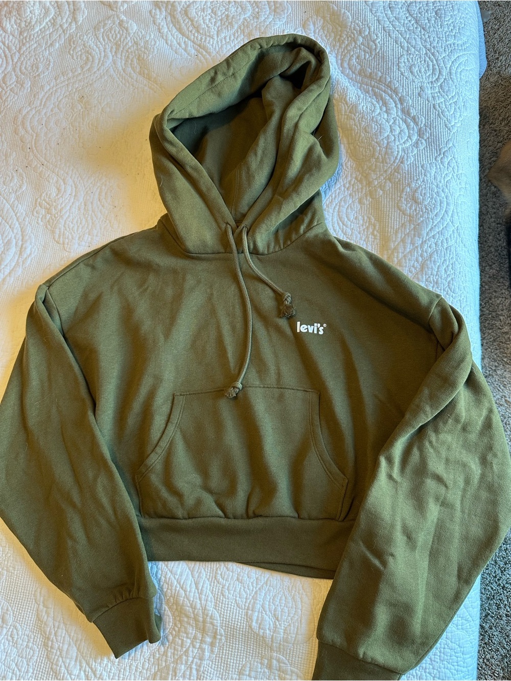 Levi's Olive Crop Hoodie with White Logo